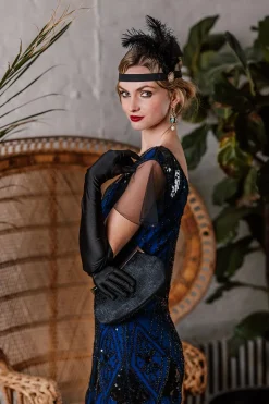 Hot Retro Stage [US Warehouse] 1920s Sequined Maxi Flapper Dress Dark blue