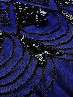 Hot Retro Stage [US Warehouse] 1920s Sequined Maxi Flapper Dress Dark blue