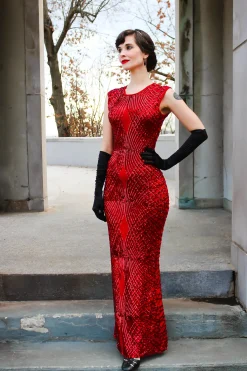 Fashion Retro Stage [US Warehouse] 1920s Sequined Sleeveless Geometric Dress