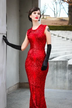 Fashion Retro Stage [US Warehouse] 1920s Sequined Sleeveless Geometric Dress