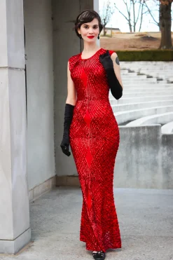 Fashion Retro Stage [US Warehouse] 1920s Sequined Sleeveless Geometric Dress