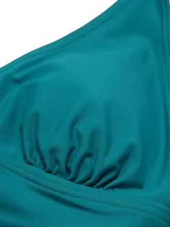Clearance Retro Stage [US Warehouse] 1950s Solid V-Neck One-Piece Swimsuit