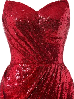 Sale Retro Stage [US Warehouse] 1920s Strapless Sequin Bridesmaid Dress Dark Red
