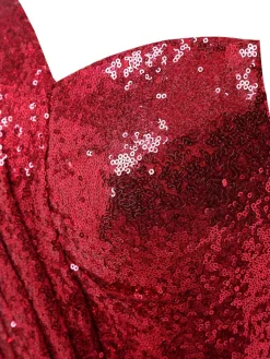 Sale Retro Stage [US Warehouse] 1920s Strapless Sequin Bridesmaid Dress Dark Red