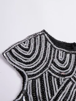Hot Retro Stage [US Warehouse] 1920s Sequin Beaded Fringed Dress Silver