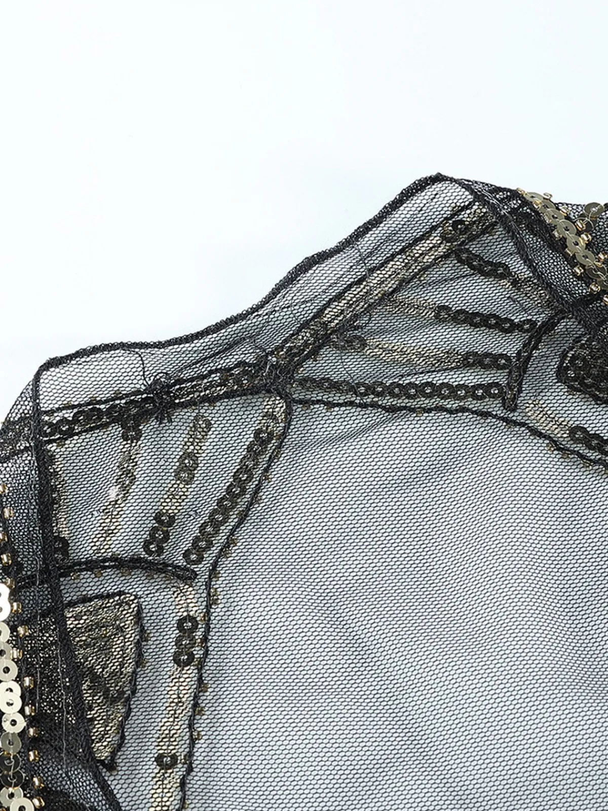 New Retro Stage [US Warehouse] Vintage Sequin Handmade Fringed Cape