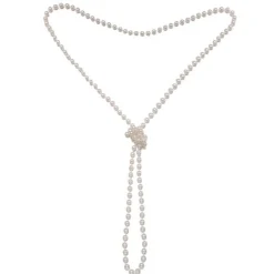 Clearance Retro Stage [US Warehouse] White 1920s Pearl Flapper Necklace