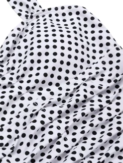 Hot Retro Stage [US Warehouse] 1940s Polka Dot Halter Skirted Swimsuit White