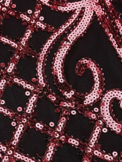 Fashion Retro Stage [US Warehouse] 1920s Sequined Embellished Dress Wine Red