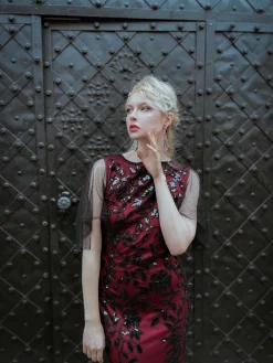 Discount Retro Stage [US Warehouse] 1920s Sequin Maxi Gowns Dress Wine red