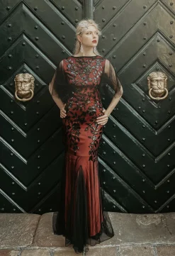 Discount Retro Stage [US Warehouse] 1920s Sequin Maxi Gowns Dress Wine red