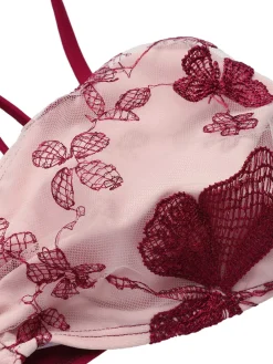 Best Retro Stage [US Warehouse] 1950s Spaghetti Strap Butterflies Swimsuit Wine Red