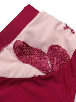 Best Retro Stage [US Warehouse] 1950s Spaghetti Strap Butterflies Swimsuit Wine Red