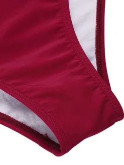Best Retro Stage [US Warehouse] 1950s Spaghetti Strap Butterflies Swimsuit Wine Red