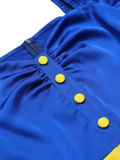 Clearance Retro Stage [US Warehouse] 1950s Sweetheart Collar Bow Belt Romper Yellow
