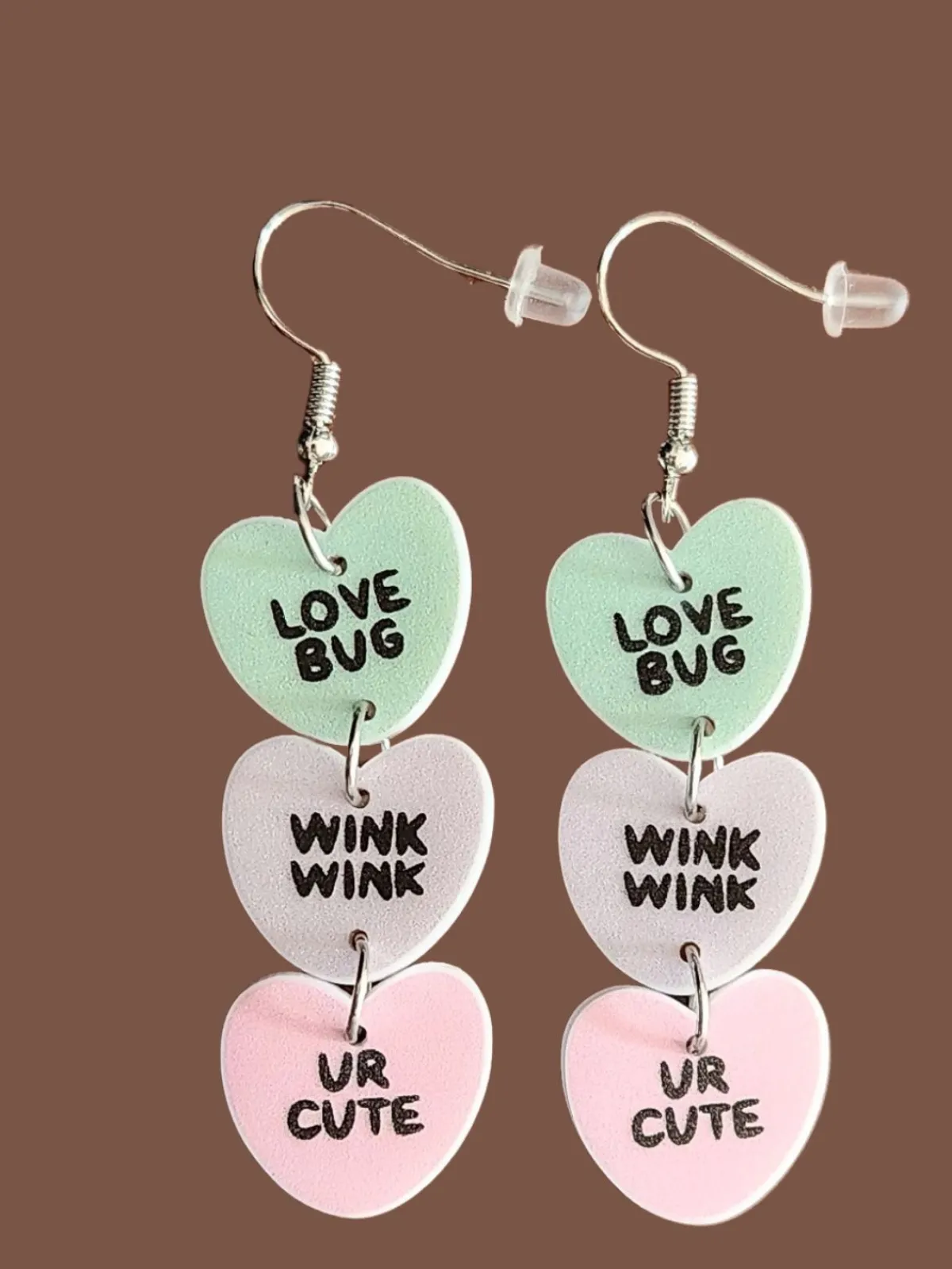 Best Retro Stage Valentine Triple Layer Heart Letter Drop Earrings