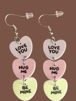 Best Retro Stage Valentine Triple Layer Heart Letter Drop Earrings
