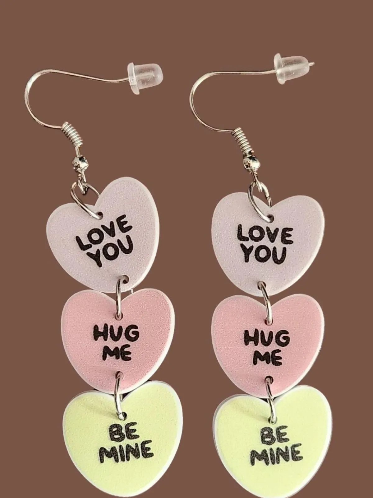 Best Retro Stage Valentine Triple Layer Heart Letter Drop Earrings