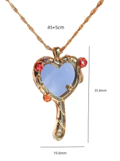 Clearance Retro Stage Vintage Alloy Mirror Decoration Necklace
