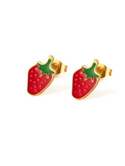 Outlet Retro Stage Vintage Alloy Strawberry & Cherry Fruit Earrings