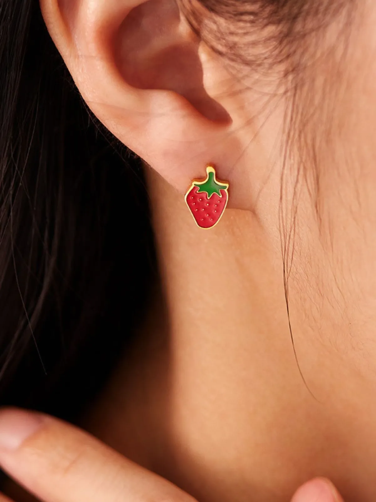 Outlet Retro Stage Vintage Alloy Strawberry & Cherry Fruit Earrings