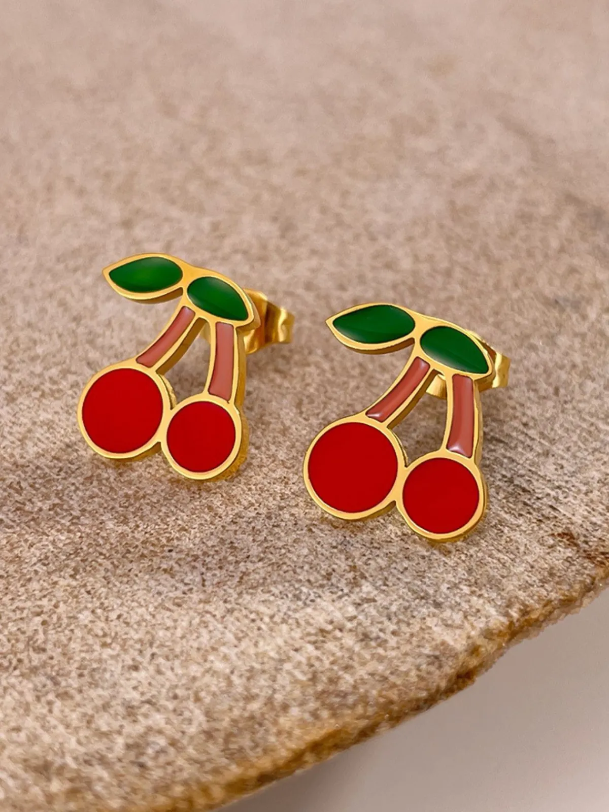 Outlet Retro Stage Vintage Alloy Strawberry & Cherry Fruit Earrings