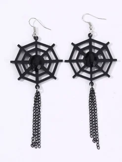 Best Retro Stage Vintage Black Spider Web Dangle Earrings