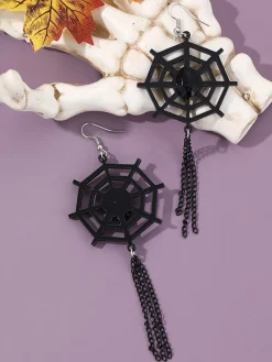 Best Retro Stage Vintage Black Spider Web Dangle Earrings