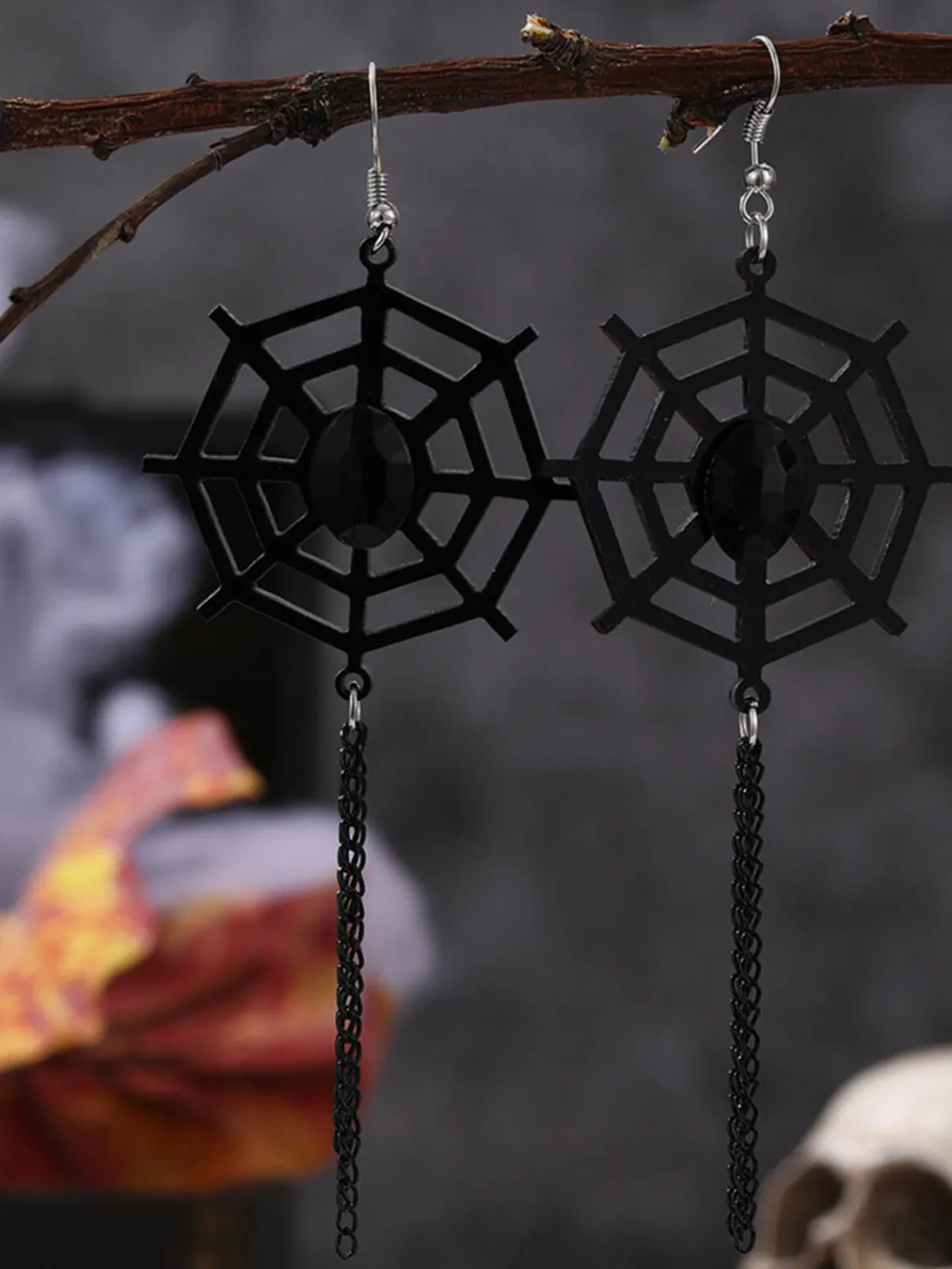 Best Retro Stage Vintage Black Spider Web Dangle Earrings