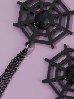Best Retro Stage Vintage Black Spider Web Dangle Earrings