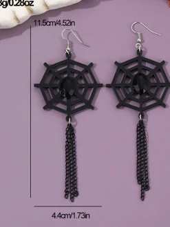 Best Retro Stage Vintage Black Spider Web Dangle Earrings