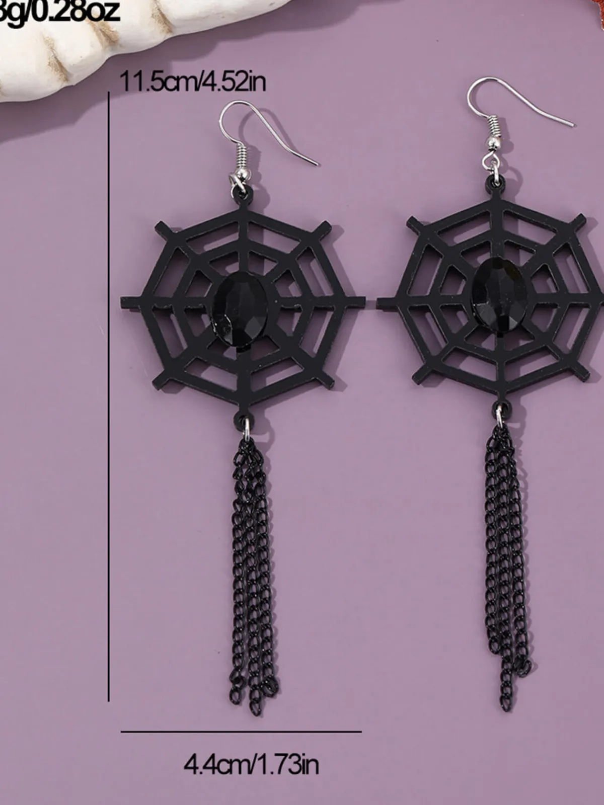 Best Retro Stage Vintage Black Spider Web Dangle Earrings