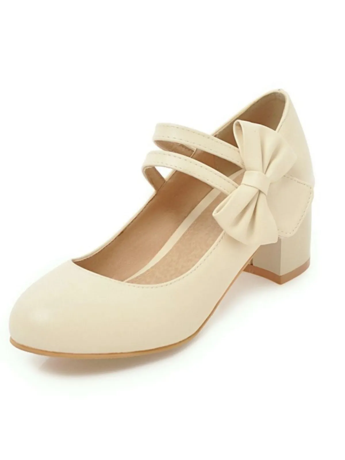 New Retro Stage Vintage Bow Round Toe Cone Heel Shoes