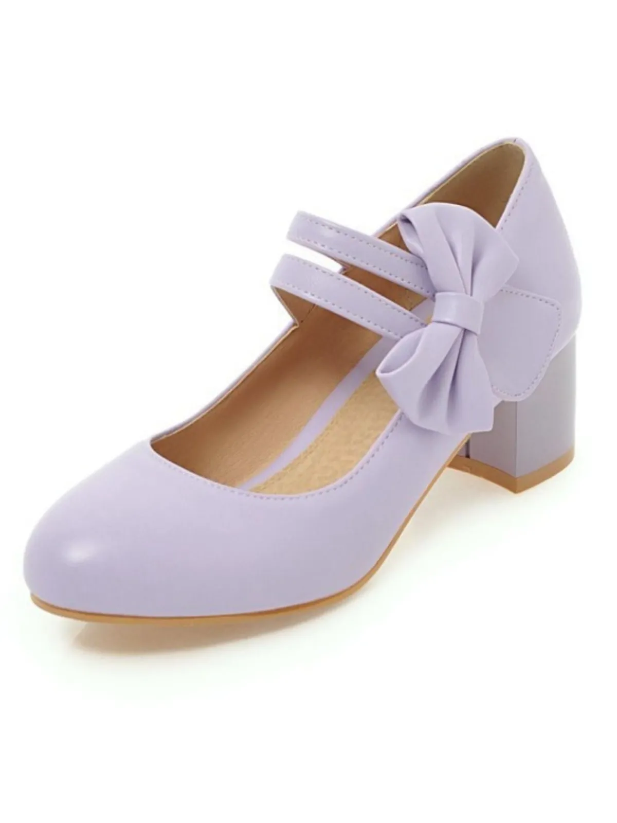 New Retro Stage Vintage Bow Round Toe Cone Heel Shoes