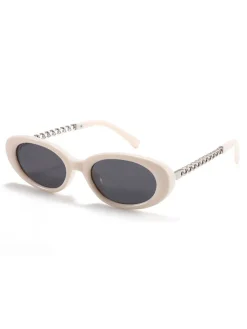New Retro Stage Vintage Chain Temple Oval Sunglasses