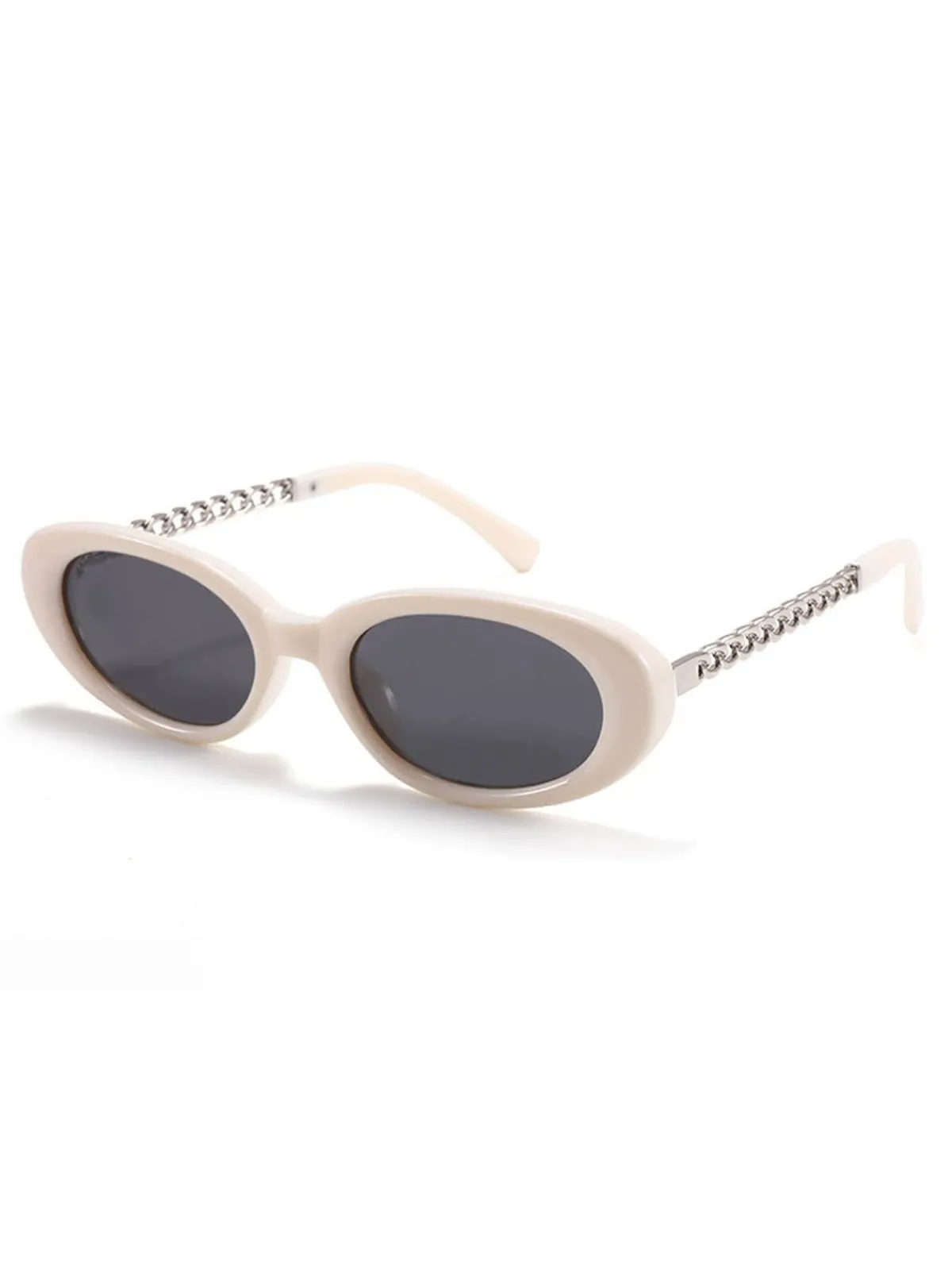 New Retro Stage Vintage Chain Temple Oval Sunglasses