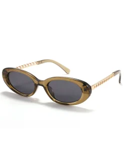 New Retro Stage Vintage Chain Temple Oval Sunglasses