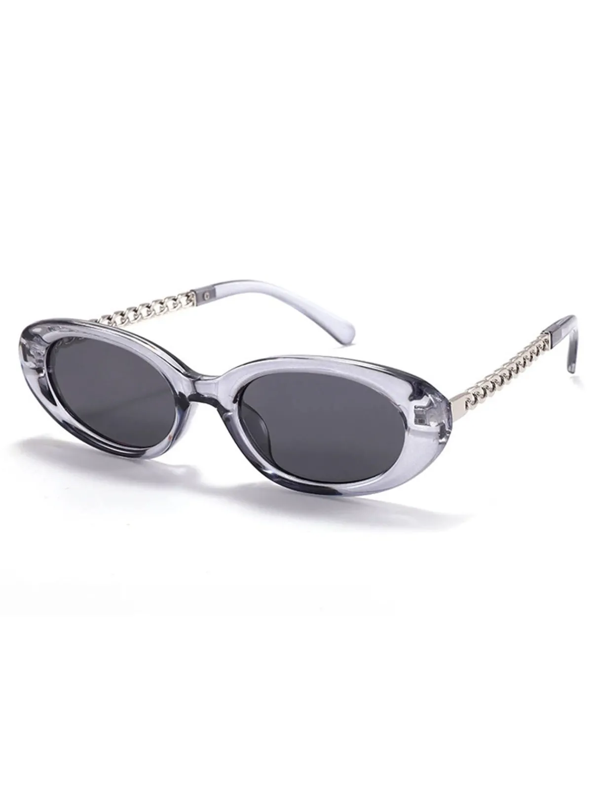 New Retro Stage Vintage Chain Temple Oval Sunglasses