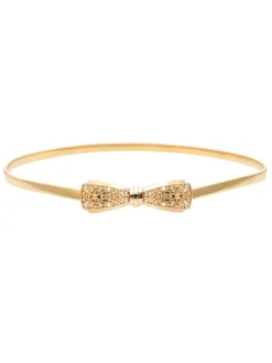 Hot Retro Stage Vintage Chic Gold Elastic Metallic Thin Belt