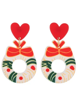 Discount Retro Stage Vintage Christmas Elements Heart Stud Earrings