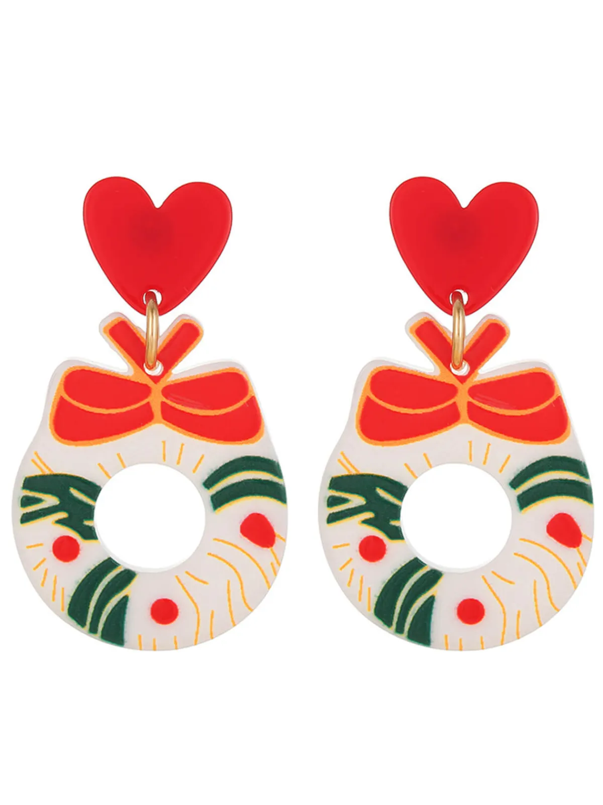 Discount Retro Stage Vintage Christmas Elements Heart Stud Earrings