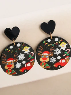 Discount Retro Stage Vintage Christmas Elements Heart Stud Earrings
