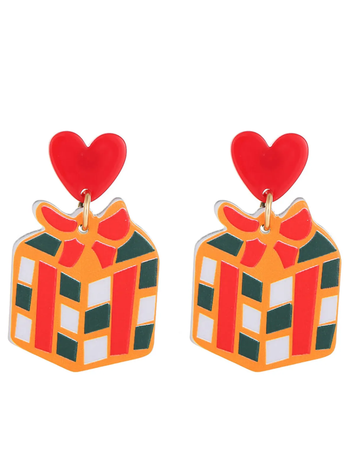 Discount Retro Stage Vintage Christmas Elements Heart Stud Earrings