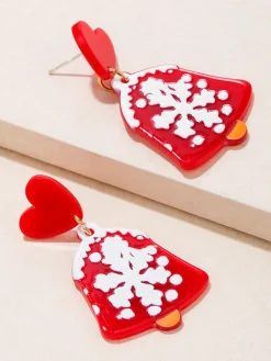Discount Retro Stage Vintage Christmas Elements Heart Stud Earrings