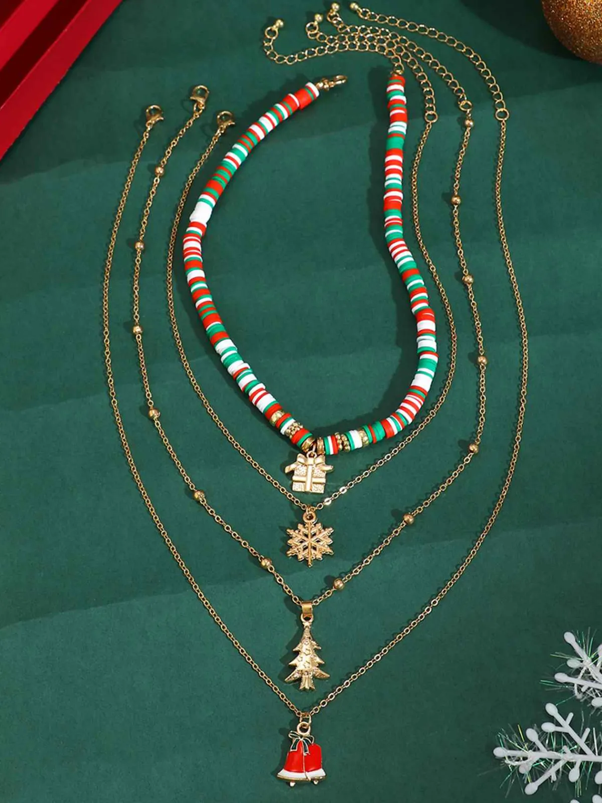 New Retro Stage Vintage Christmas Layer Necklace Set