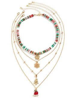 New Retro Stage Vintage Christmas Layer Necklace Set