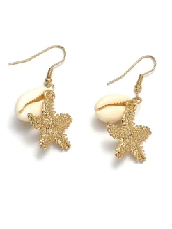 Discount Retro Stage Vintage Cowrie Shell & Starfish Earrings