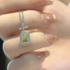 Online Retro Stage Vintage Cross Square Rhinestones Necklace
