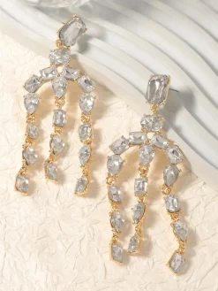 Discount Retro Stage Vintage Crystal Cascade Diamond Earrings