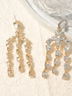Discount Retro Stage Vintage Crystal Cascade Diamond Earrings